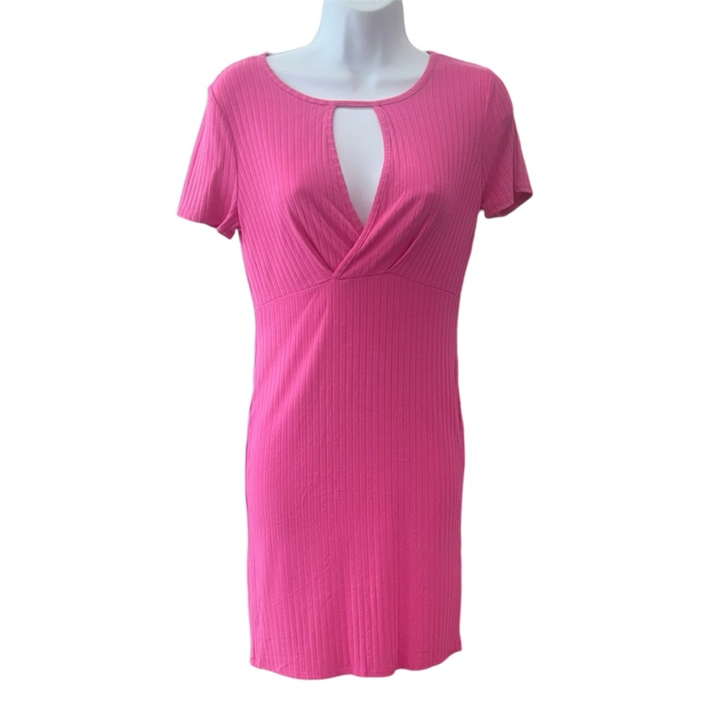 Pink Ribbed Shirt Dress